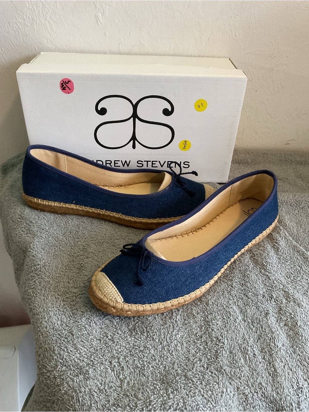 Andrew Stevens Navy and Tan Espadrille Flats